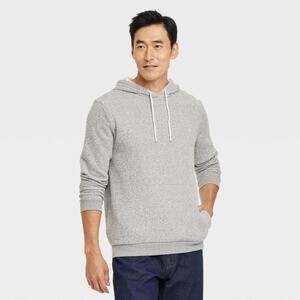 Men's Textured Fleece Hooded Sweatshirt - Goodfellow & Co™ Ivory M